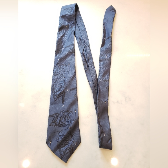 Giorgio Armani Tie with Blue Men Design, 100% Silk, Made in Italy - Picture 1 of 8
